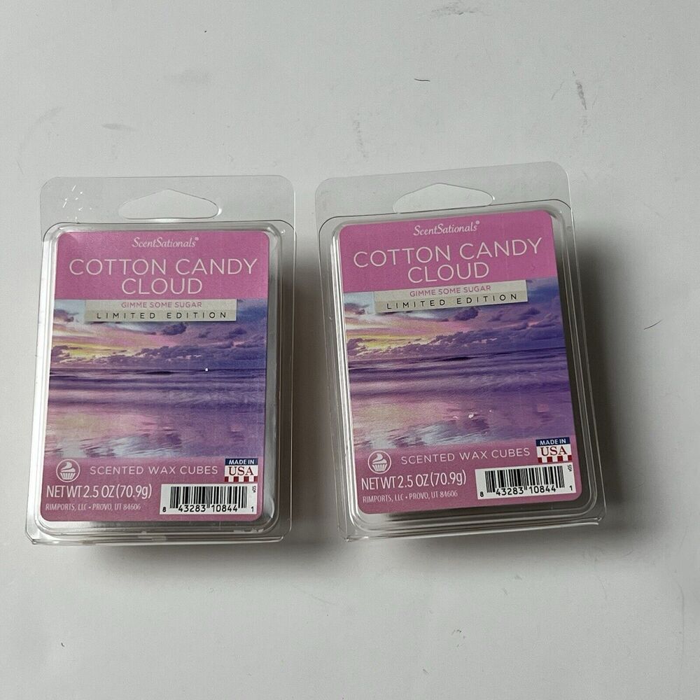 ScentSationals Cotton Candy Cloud Scented Wax Cubes USA 2.5oz Lot Of 2